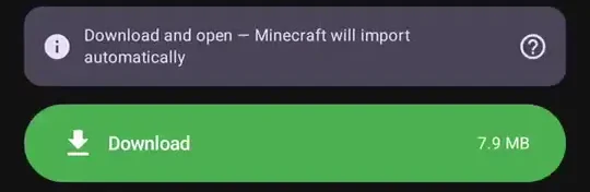 MC Bedrock Mods app addon page with the note Download and open, Minecraft will import automatically, and the green Download button